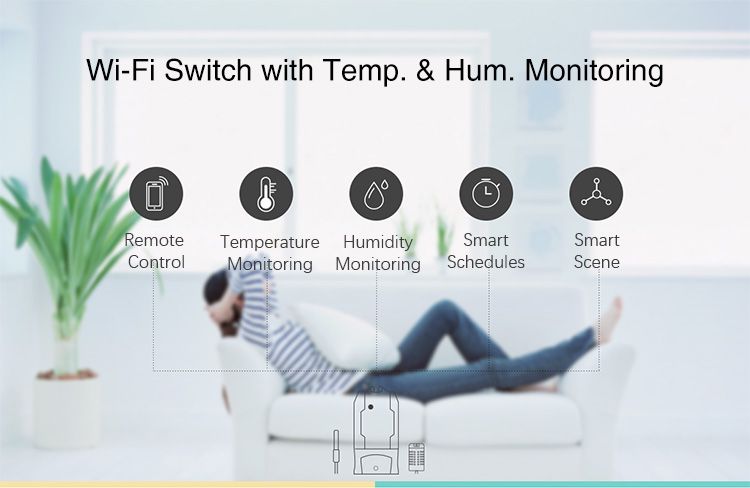 Temperatūras un mitruma kontrole Wi-Fi Smart Switch TH16, 1 kanāls, 230VAC, 3500W, Sonoff SONOFF-TH16 6920075700954