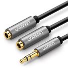 AUX audio splitter 3.5mm jack cable UGREEN AV123, 20cm (grey)