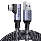Cable USB A - USB C plug angle 1m 3A black with nylon braid US385 UGREEN