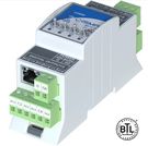 I/O module with Modbus TCP/IP (with built in Modbus Gateway to RS485) or BACnet IP communication 4DO, NO/NC 8A, 230 VAC/30 VDC relay hand operating 