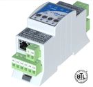 I/O module with Modbus TCP/IP (with built in Modbus Gateway to RS485) or BACnet IP communication- 4UI and 4AO with hand operating 