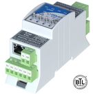 I/O module with Modbus TCP/IP (with built in Modbus Gateway to RS485) or BACnet IP communication- 4UI and 4DO with hand operating 