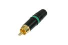 Plug RCA green, black body, cable mount, NYS373-5 NEUTRIK-REAN