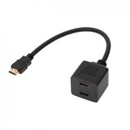 HDMI cable adaptor, 19pin HDMI plug - 2x19pin HDMI jack, 0.3m, black